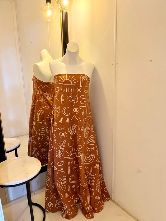 Rust/White Cactus Sun Maxi Dress